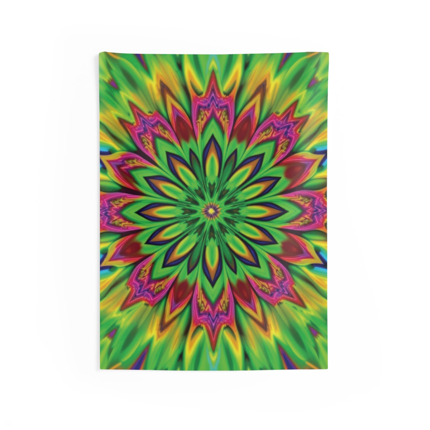 Vibrant Psychedelic Floral Kaleidoscope Indoor Wall Tapestry – Colorful Home Decor, Boho Style Hanging, Meditation Wall Art, Gift for Art Lovers, Psychedelic