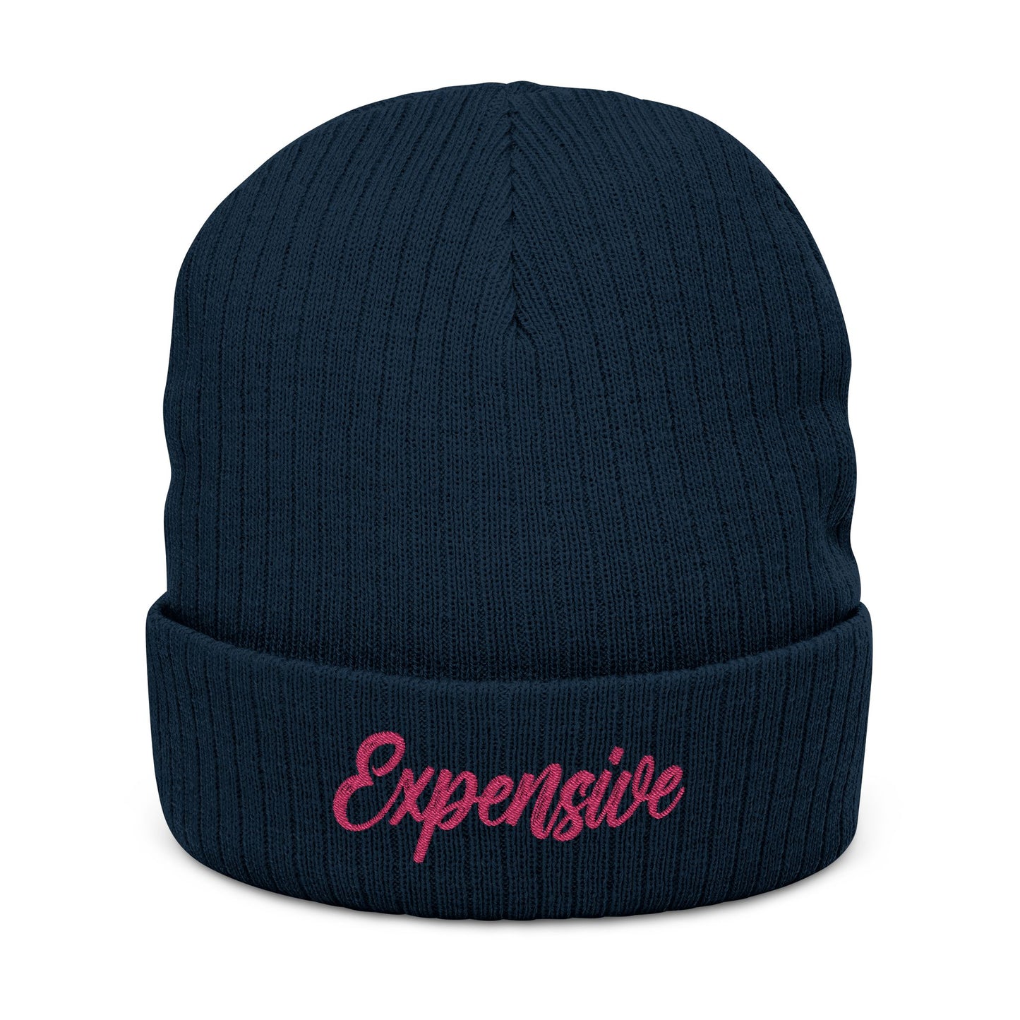 Stylish Ribbed Knit Beanie with 'EXPENSIVE' Embroidery, Cool Fashion Accessory, Gift for Him/Her, Winter Warmth, Trendy Beanie