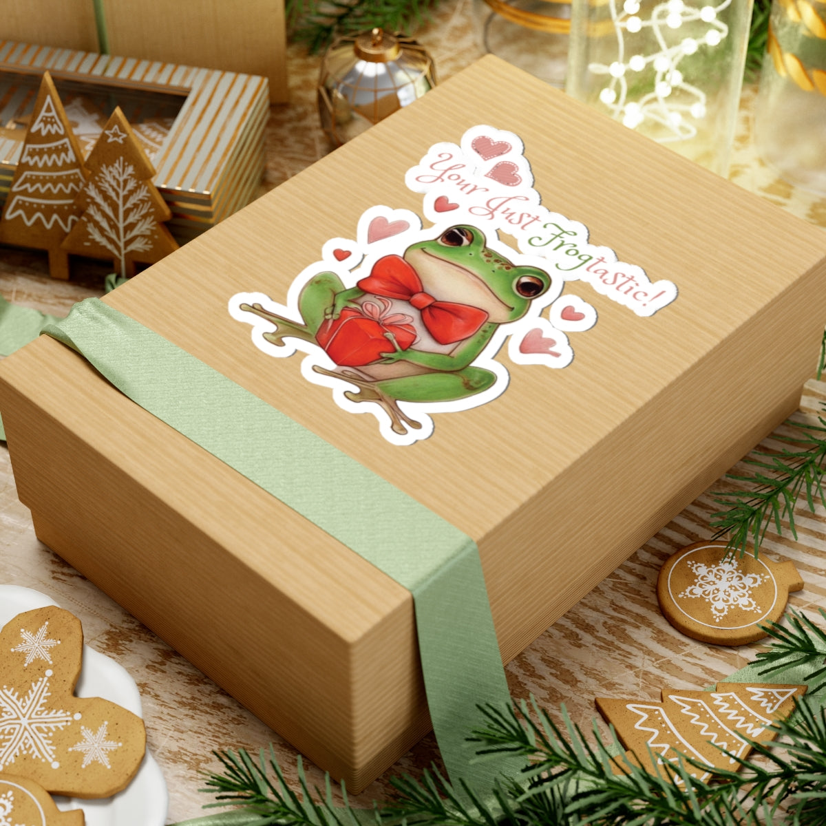 Frog Love Kiss-Cut Stickers, Adorable Frog Stickers, Cute Frog Gifts, Valentine's Day Decor, Fun Frog Art for Laptop