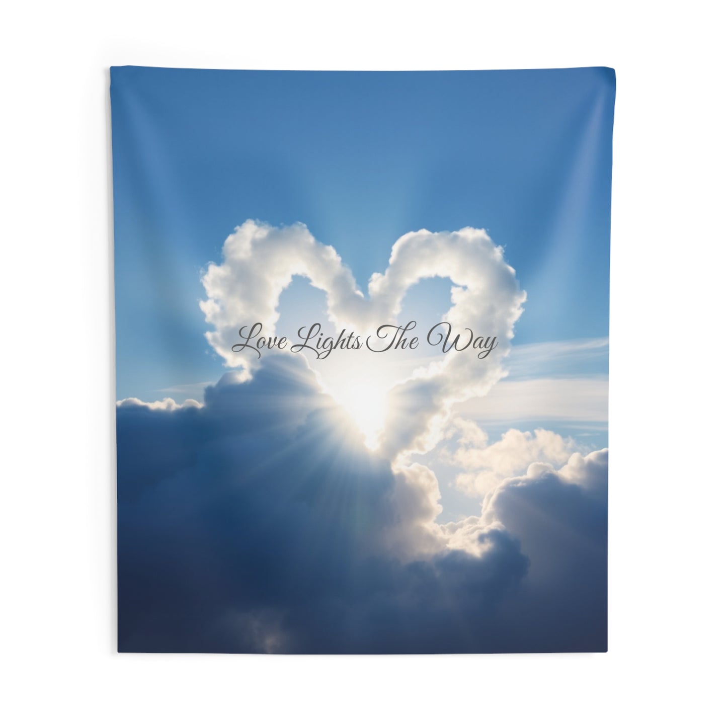 Love Lights The Way Tapestry | Cloud Heart Wall Art & Romantic Bedroom Decor