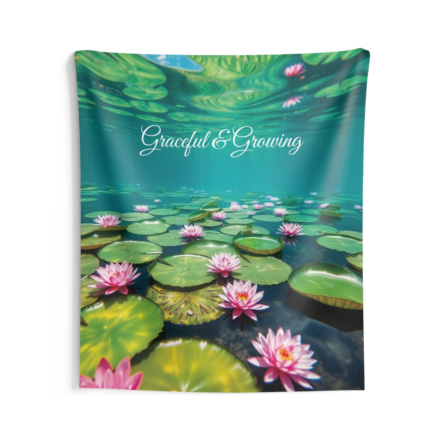 Graceful & Growing Water Lily Tapestry | Zen Boho Wall Art for Yoga & Relaxing Spaces