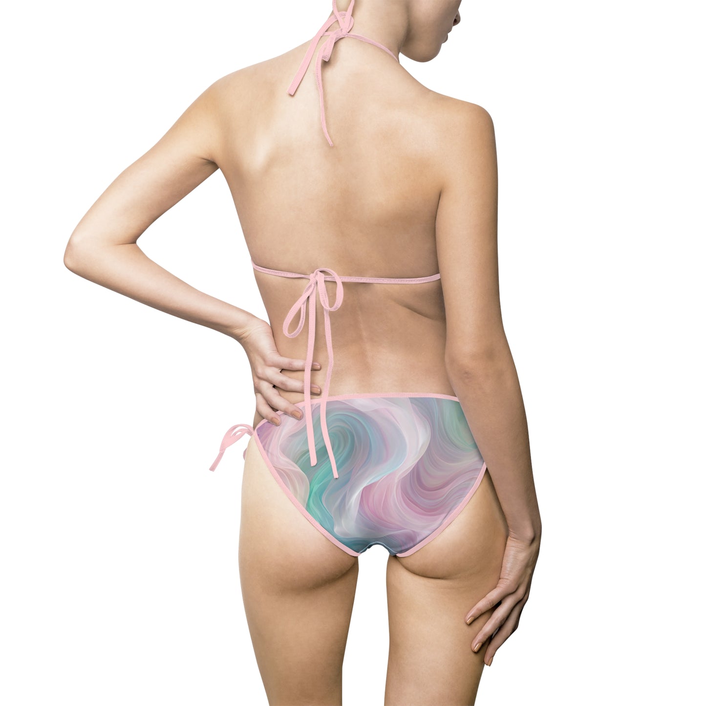 Pastel Swirl Triangle Bikini — Women's Tie-Side Swimsuit