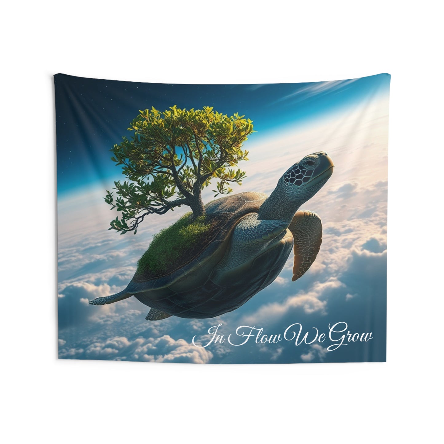 In Flow We Grow Turtle Tapestry | Zen-Inspired Wall Art for Yoga & Meditation Spaces