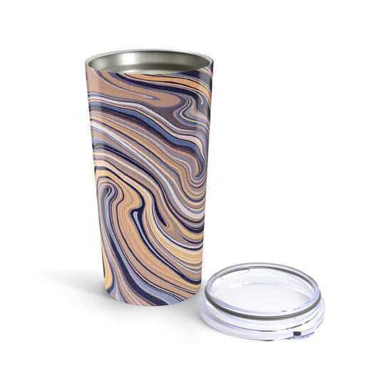 Cream & Blue Paint Swirl 20oz Tumbler | Stylish Stainless Steel Travel Mug for Coffee, Tea & Gifts