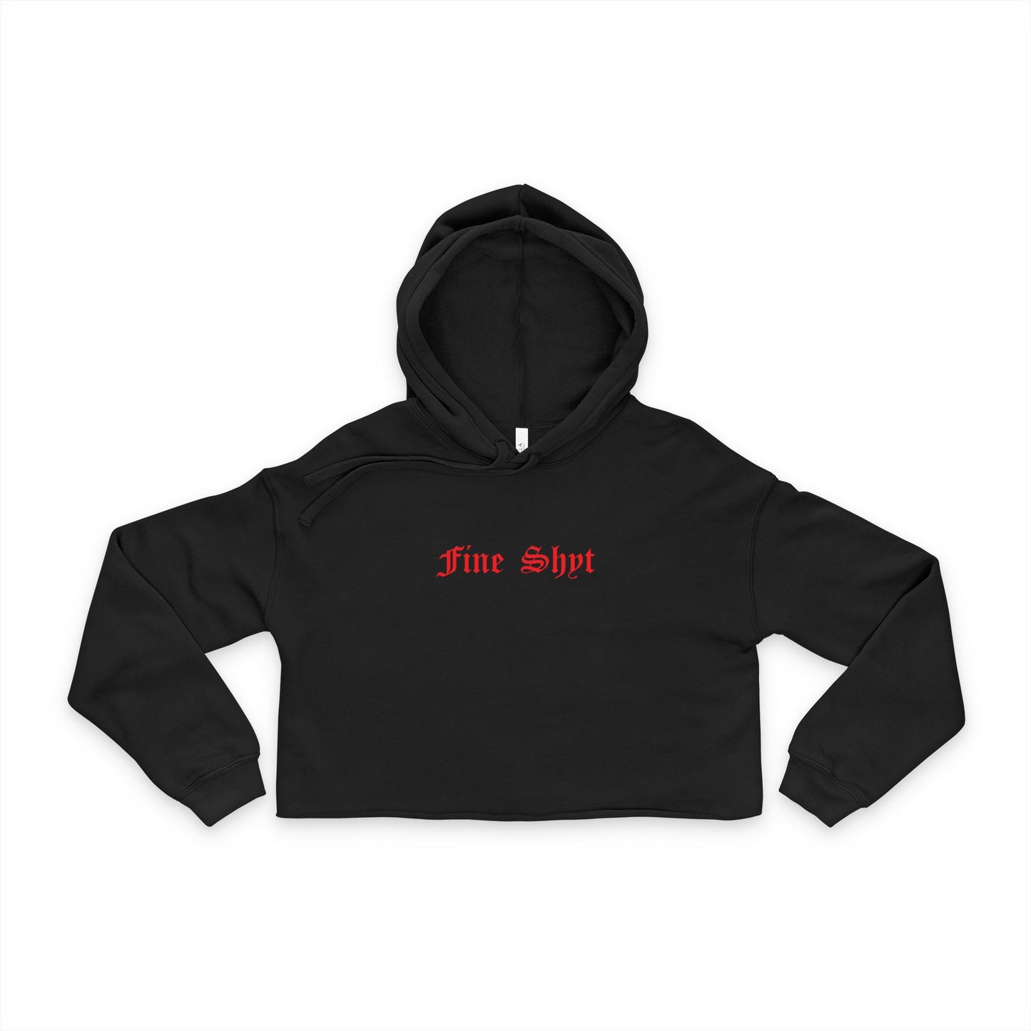 Fine Shyt Cropped Raw Hem Hoodie - Graphic Streetwear Pullover for Women