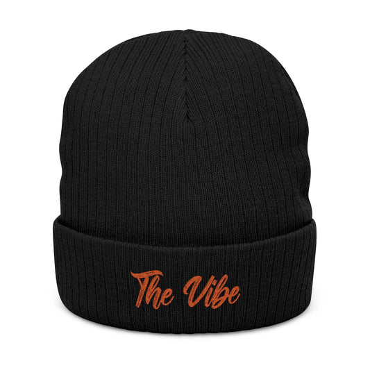 Beanie - 'The Vibe' Embroidered Ribbed Knit Beanie