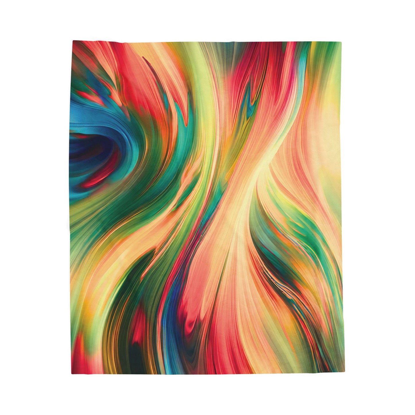 Vibrant Abstract Rainbow Swirl Velveteen Plush Blanket – Soft Colorful Throw for Artistic, Creative & Inspiring Home Décor