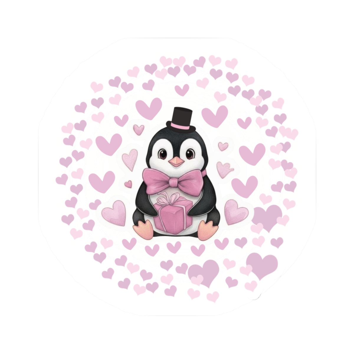 Adorable Penguin Love Kiss-Cut Stickers, Cute Valentine's Day Gift, Laptop Decor, Scrapbooking, Heart Theme Decor
