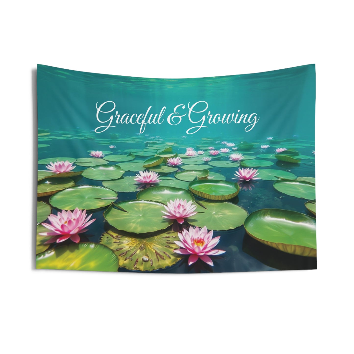 Graceful & Growing Water Lily Tapestry | Zen Boho Wall Art for Yoga & Relaxing Spaces
