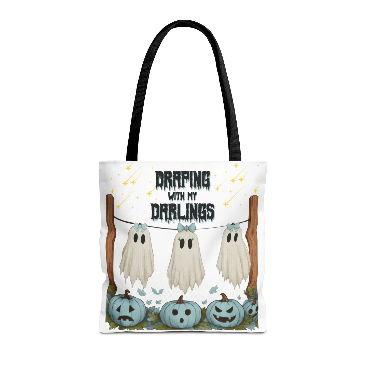 Draping With My Darlings Halloween Tote Bag Spooky Fall Reusable Trick or Treat Gift Bag