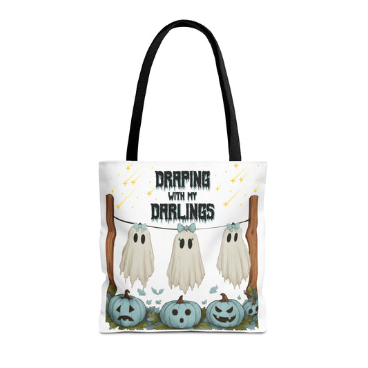 Draping With My Darlings Halloween Tote Bag Spooky Fall Reusable Trick or Treat Gift Bag