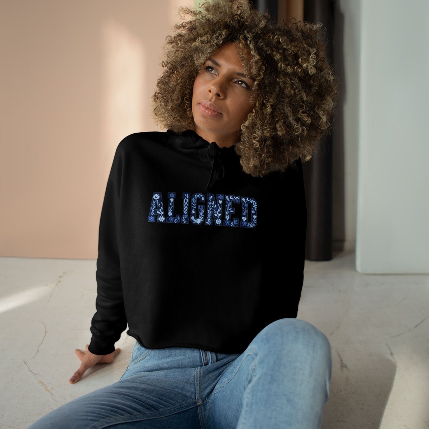 Aligned Crop Hoodie - Cozy Loungewear for Mindfulness, Perfect for Yoga, Self-Care, and Casual Outings, Gifts for Her, Trendy Sweatshirt