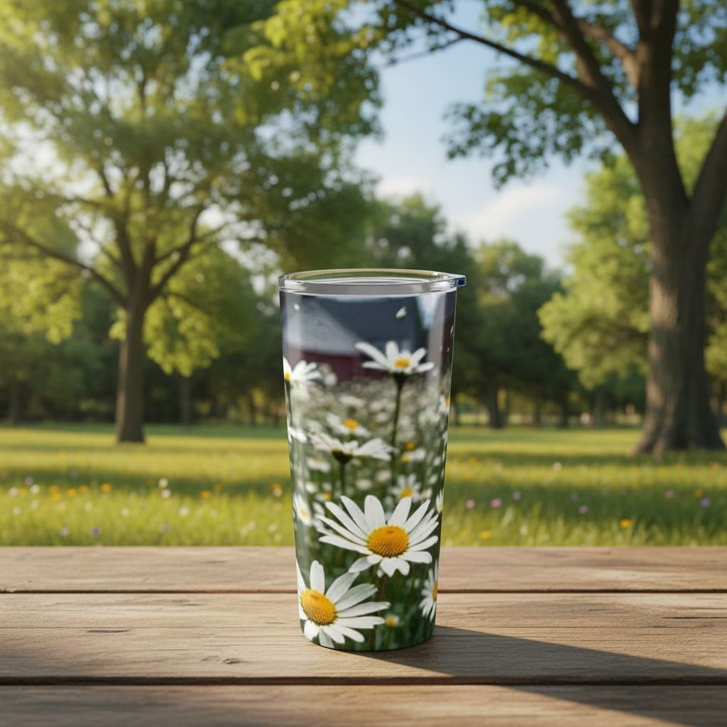 Sunflower Tumbler 20oz — Stainless Steel Insulated Travel Mug, Floral Boho Drinkware & Gift for Her