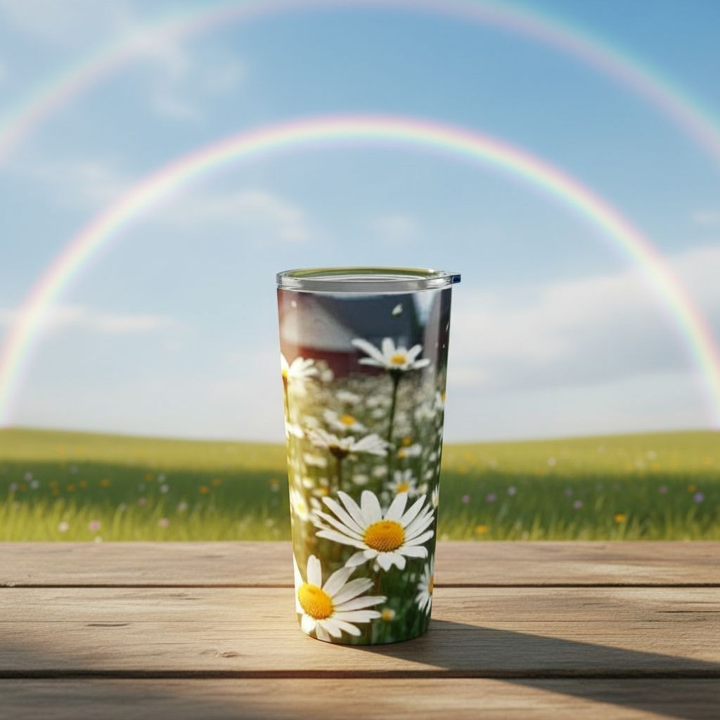 Sunflower Tumbler 20oz — Stainless Steel Insulated Travel Mug, Floral Boho Drinkware & Gift for Her