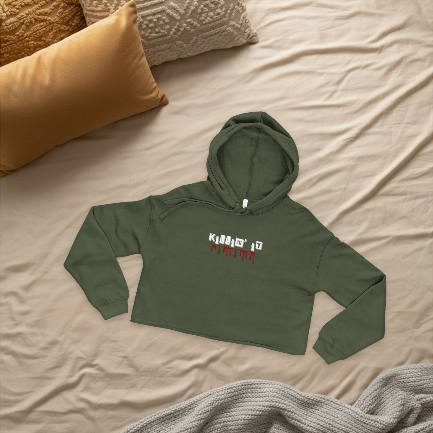 Killin’ It Cropped Raw Hem Hoodie — Trendy Women’s Streetwear Athleisure Sweatshirt for All Seasons