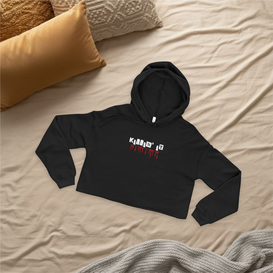 Killin’ It Cropped Raw Hem Hoodie — Trendy Women’s Streetwear Athleisure Sweatshirt for All Seasons