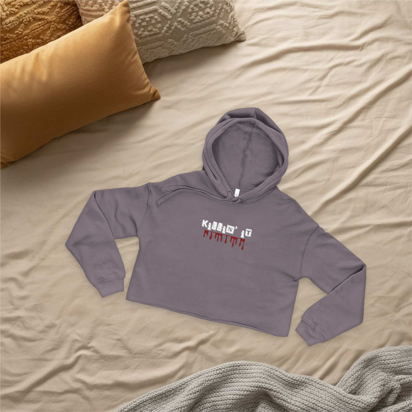 Killin’ It Cropped Raw Hem Hoodie — Trendy Women’s Streetwear Athleisure Sweatshirt for All Seasons