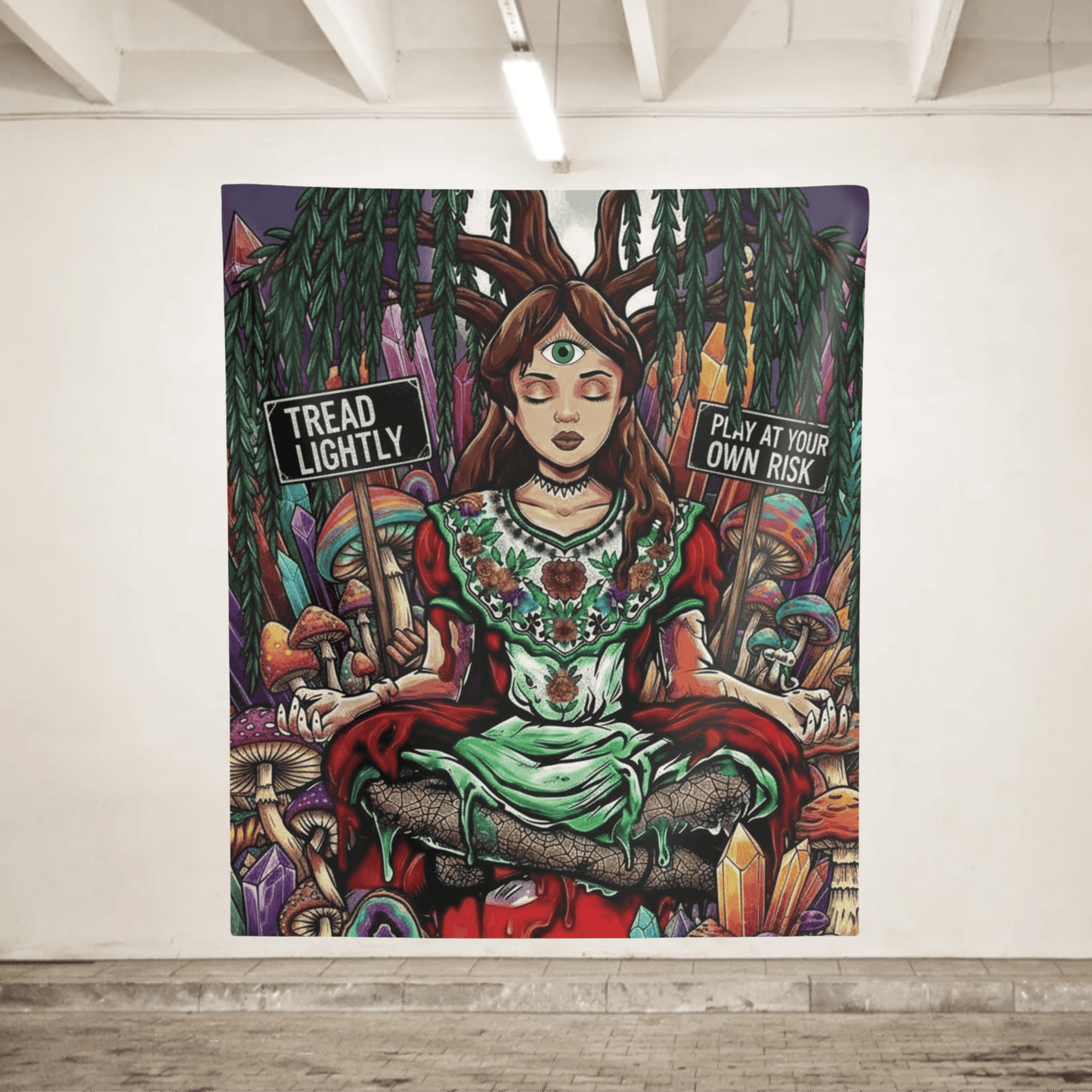 Meditating Third-Eye Tapestry - Spiritual Wall Art
