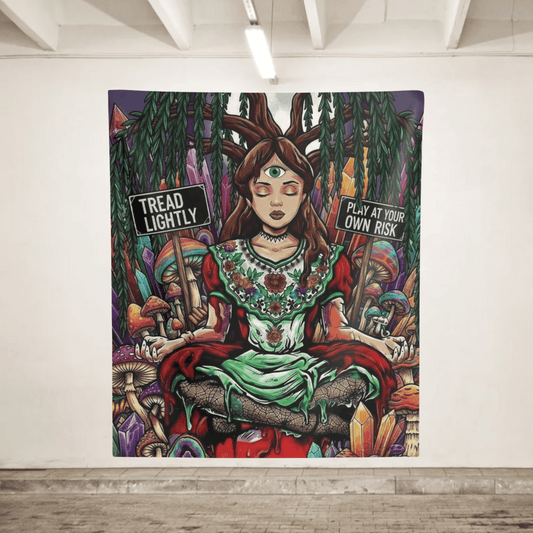 Meditating Third-Eye Tapestry - Spiritual Wall Art