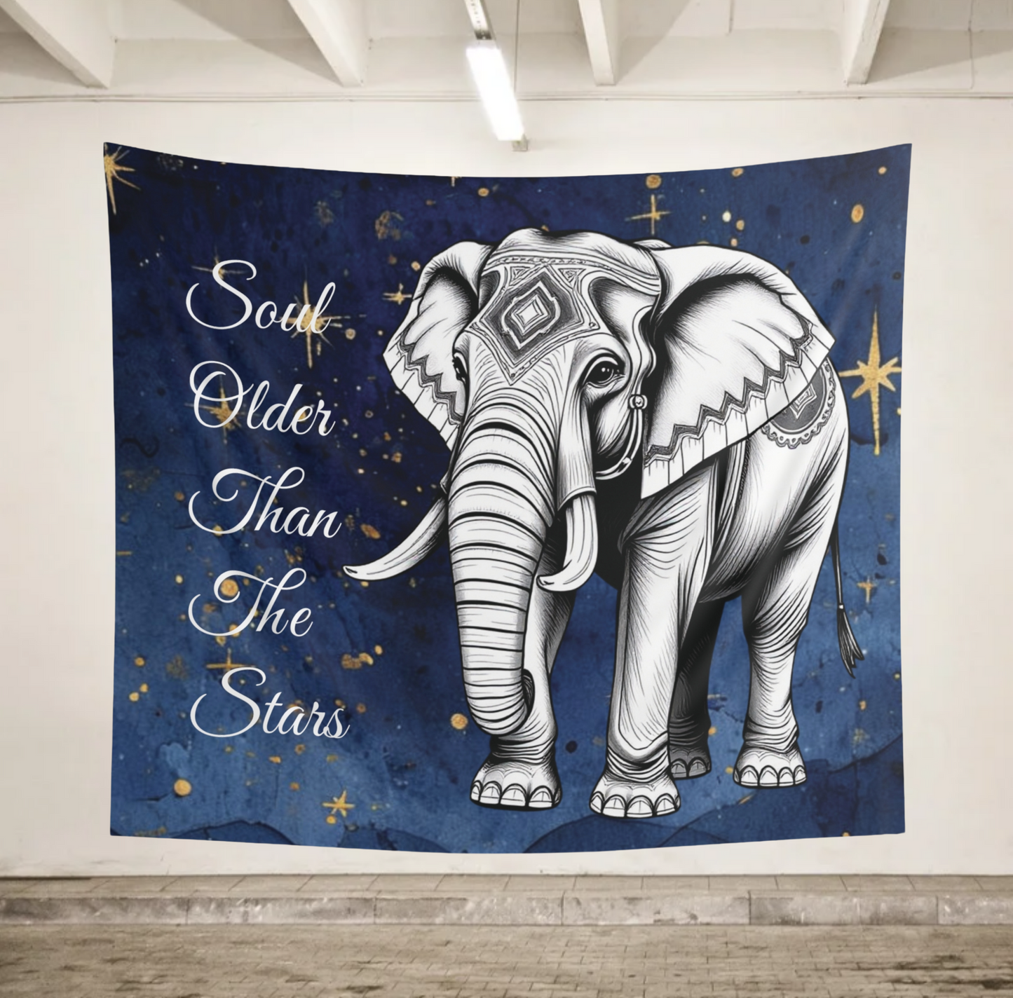 Soul Older Than The Stars Elephant Tapestry | Serene Boho Wall Art & Nature-Inspired Decor