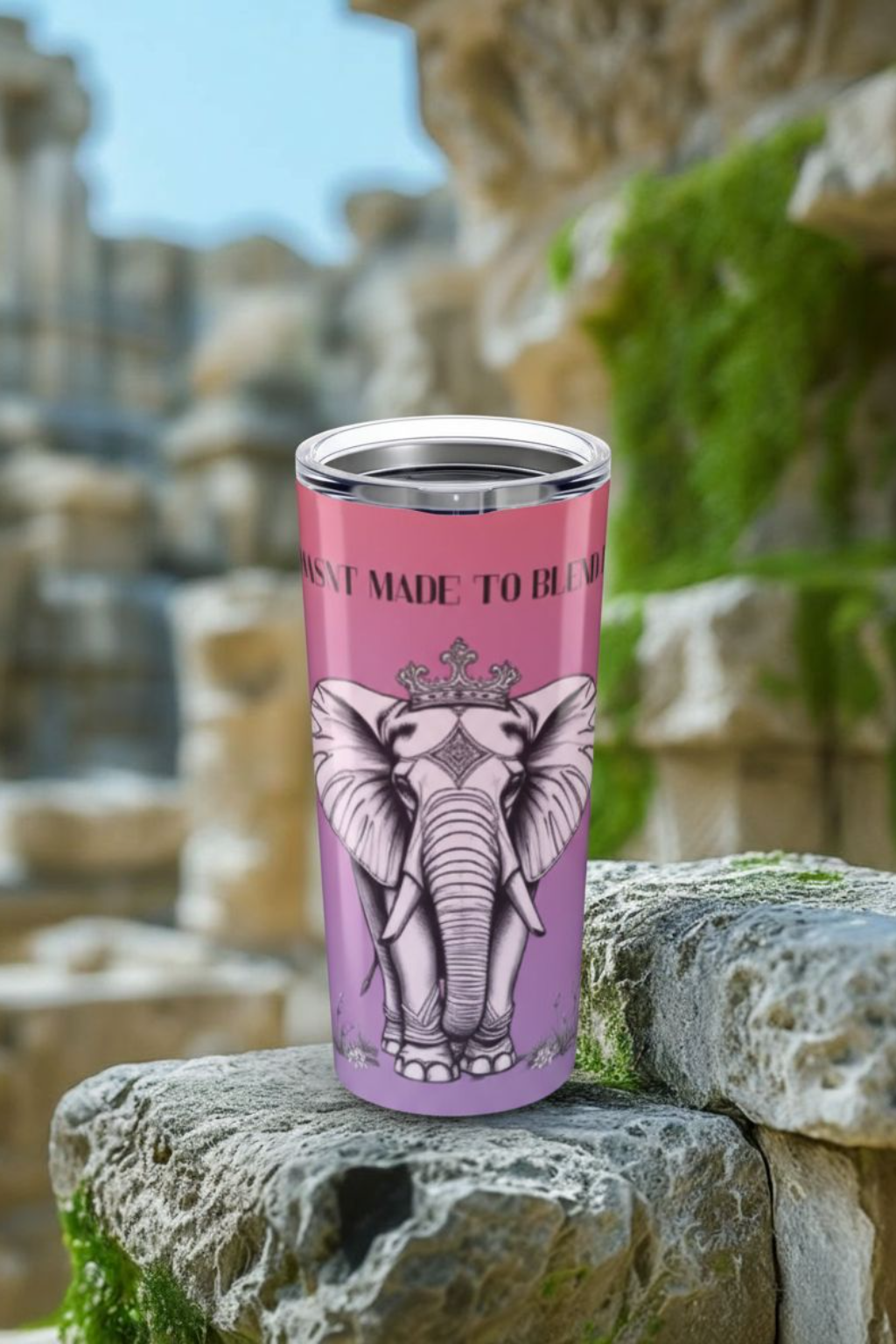 Vibrant Elephant Tumbler 20oz — Stainless Steel Travel Mug, Artistic Animal Print Drinkware & Gift for Her