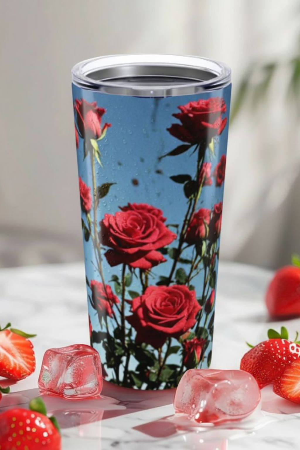 Rose Tumbler 20oz — Stainless Steel Insulated Travel Mug, Floral Boho Drinkware & Gift for Her