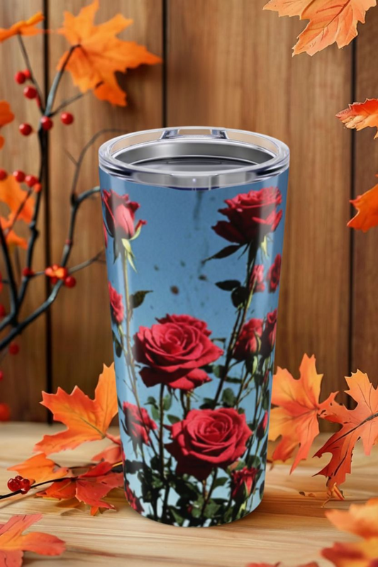 Rose Tumbler 20oz — Stainless Steel Insulated Travel Mug, Floral Boho Drinkware & Gift for Her