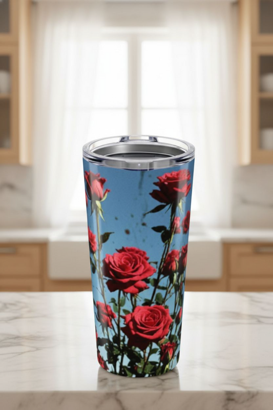 Rose Tumbler 20oz — Stainless Steel Insulated Travel Mug, Floral Boho Drinkware & Gift for Her
