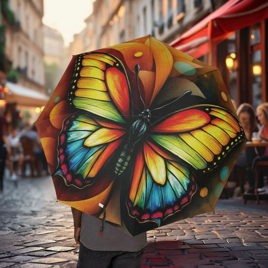 Butterfly Foldable Umbrella | Semi-Automatic Waterproof Travel Umbrella – Stylish Gift for Her