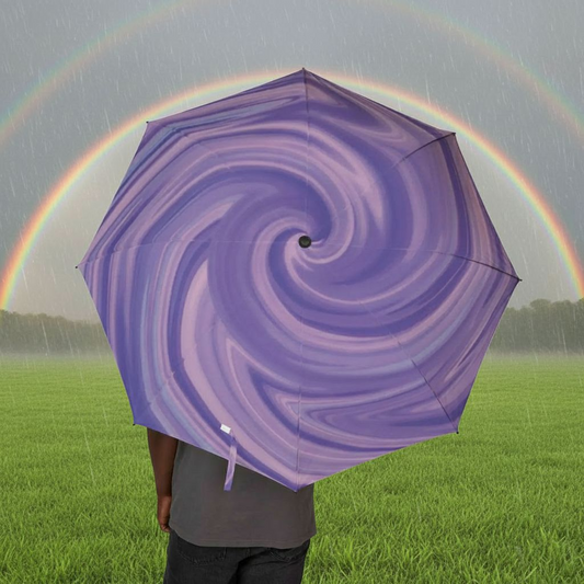 Swirled Purple Umbrella | Semi-Automatic Foldable Rain Umbrella – Stylish Travel Gift for Her