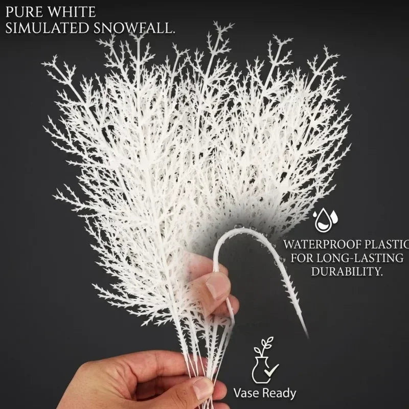 White Artificial Pine Needle Stems | Winter Floral & Wreath Décor
