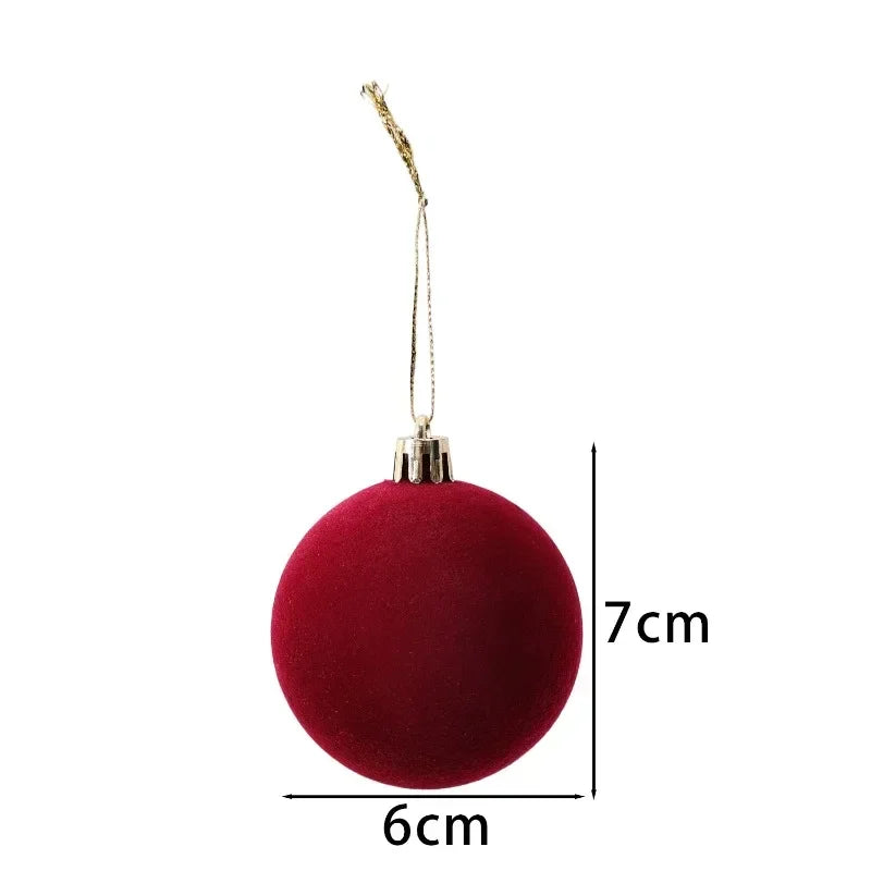 Velvet-Finish Christmas Ball Ornaments | Wine Red & White Holiday Décor