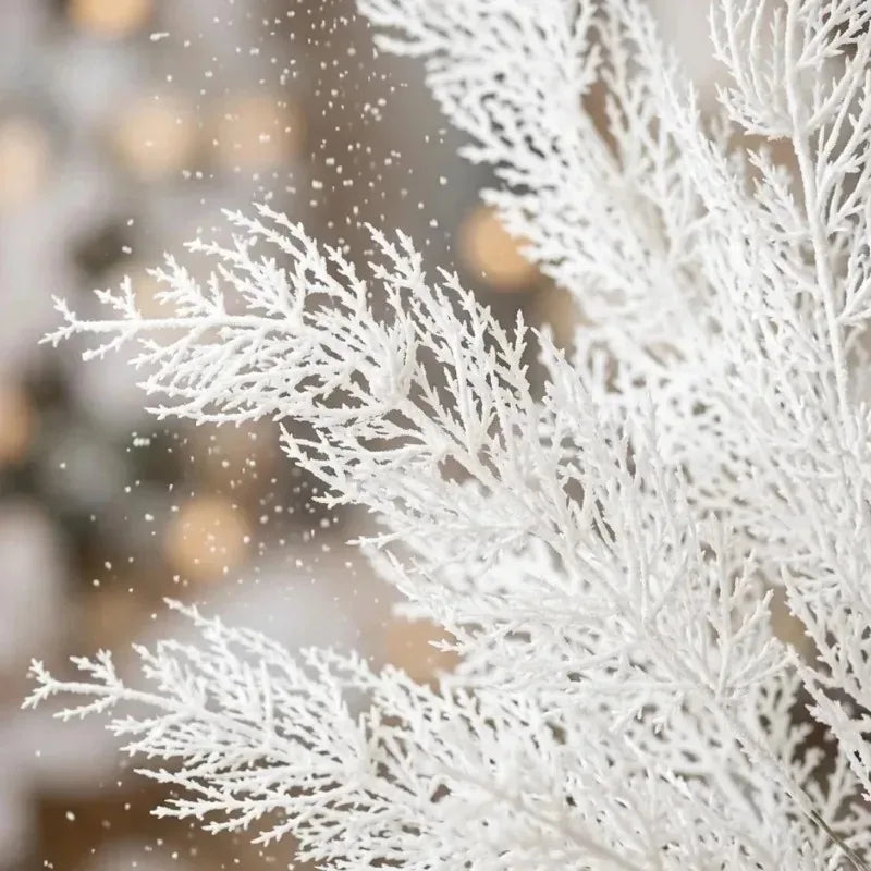 White Artificial Pine Needle Stems | Winter Floral & Wreath Décor