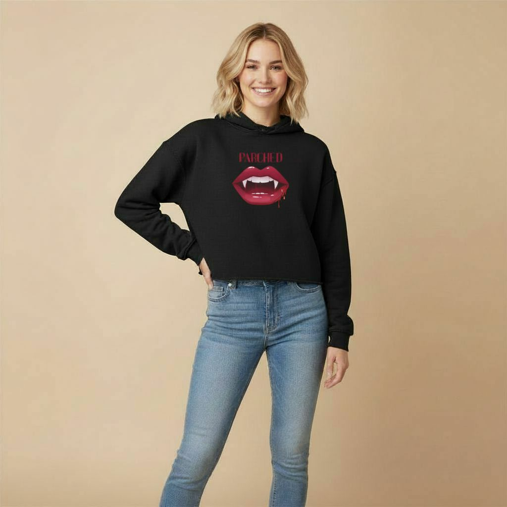 Parched Cropped Hoodie — Edgy Women’s Halloween Streetwear Sweatshirt