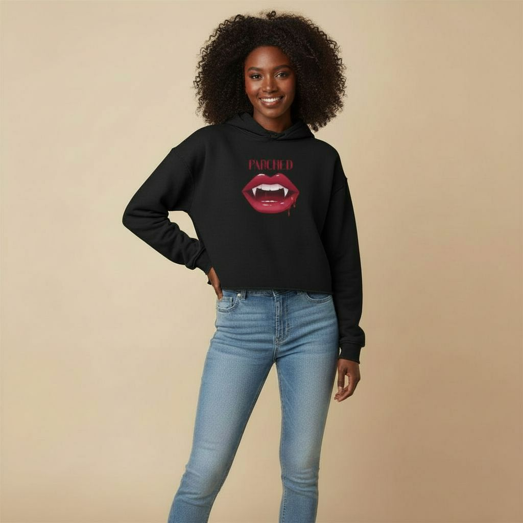 Parched Cropped Hoodie — Edgy Women’s Halloween Streetwear Sweatshirt