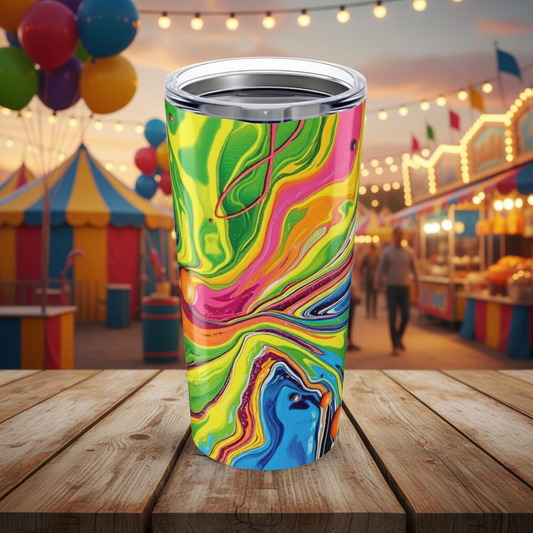 Vibrant Swirl 20oz Tumbler | Colorful Stainless Steel Insulated Travel Mug for Coffee, Tea & Gifts