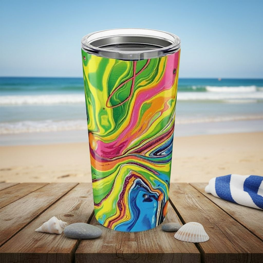 Vibrant Swirl 20oz Tumbler | Colorful Stainless Steel Insulated Travel Mug for Coffee, Tea & Gifts
