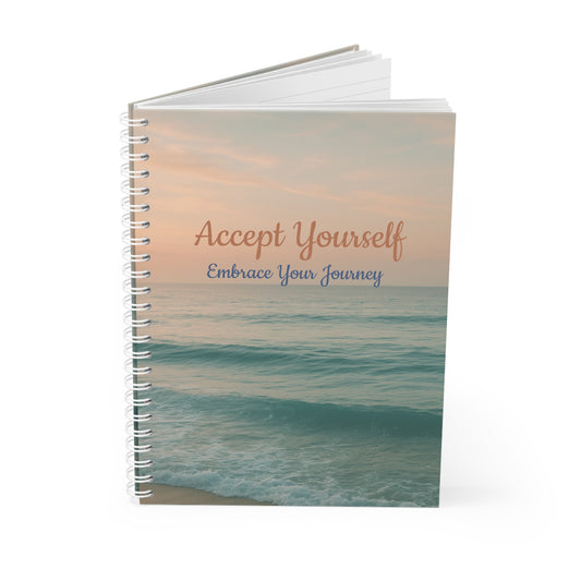 Front view of Accept Yourself Spiral Notebook — wide-ruled journal for notes, school, and self-expression by The Inner Horizon Collective