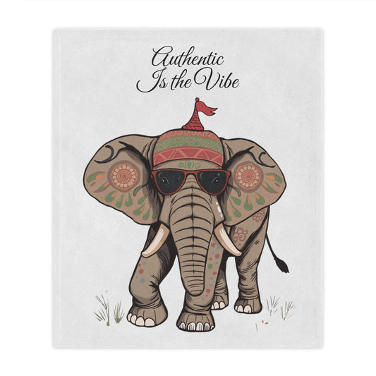 Front view of Authentic Is The Vibe Minky Blanket, 50x60 inches — soft plush inspirational blanket, cozy throw, motivational décor by The Inner Horizon Collective
