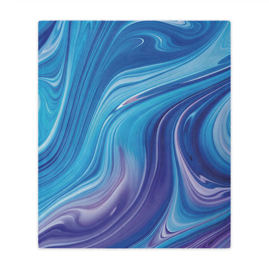 Front view of Blue/Purple Marble Minky Blanket, 50x60 inches — soft plush marble design blanket, cozy throw, home décor by The Inner Horizon Collective