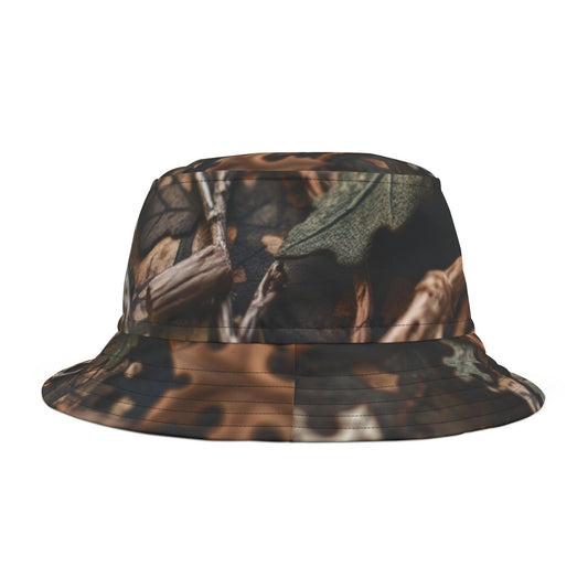 Front of Camouflage Bucket Hat — outdoor adventure pattern, perfect for hunting, fishing, and summer activities by The Inner Horizon Collective