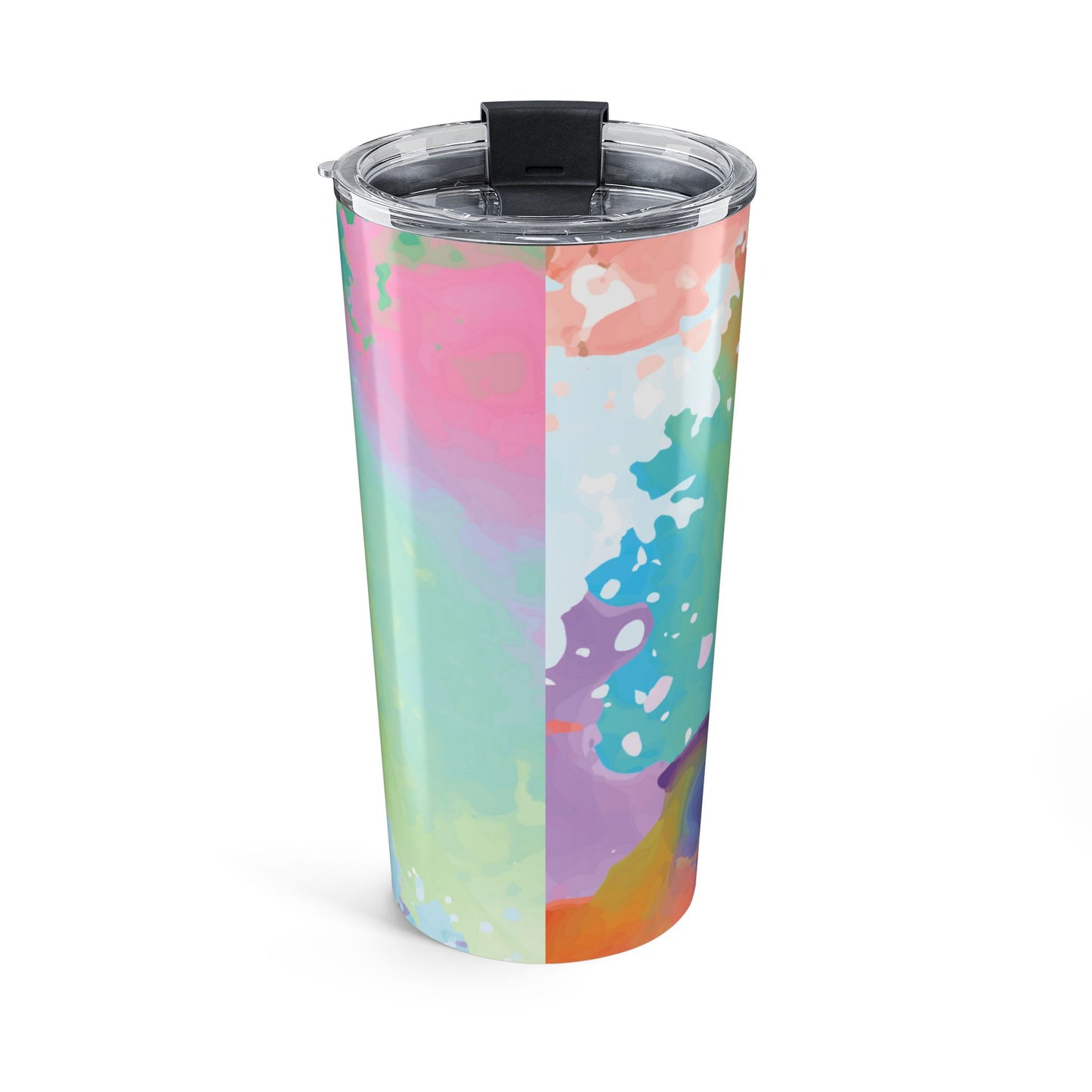 Alternate view of Colorful Elephant 20oz tumbler with lid on — insulated stainless steel drinkware by The Inner Horizon Collective