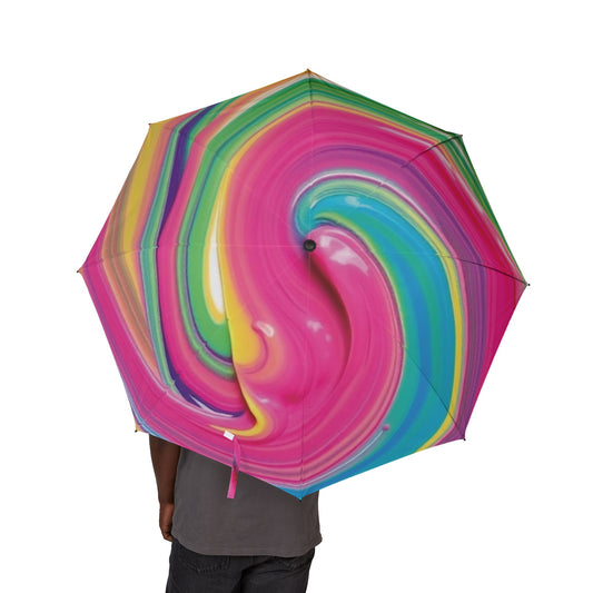 Front view of Colorful Foldable Umbrella — vibrant semi-automatic compact travel rain gear, gift for summer and festivals by The Inner Horizon Collective
