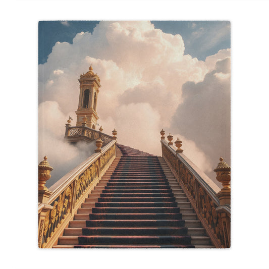 Front view of Dreamy Stairway Minky Blanket, 50x60 inches — soft plush blanket, whimsical design, cozy throw by The Inner Horizon Collective