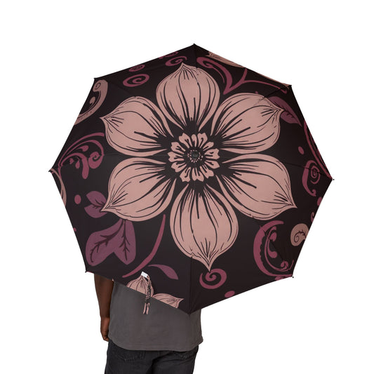 Front view of Floral Foldable Umbrella — chic portable waterproof rain accessory for women, semi-automatic design by The Inner Horizon Collective