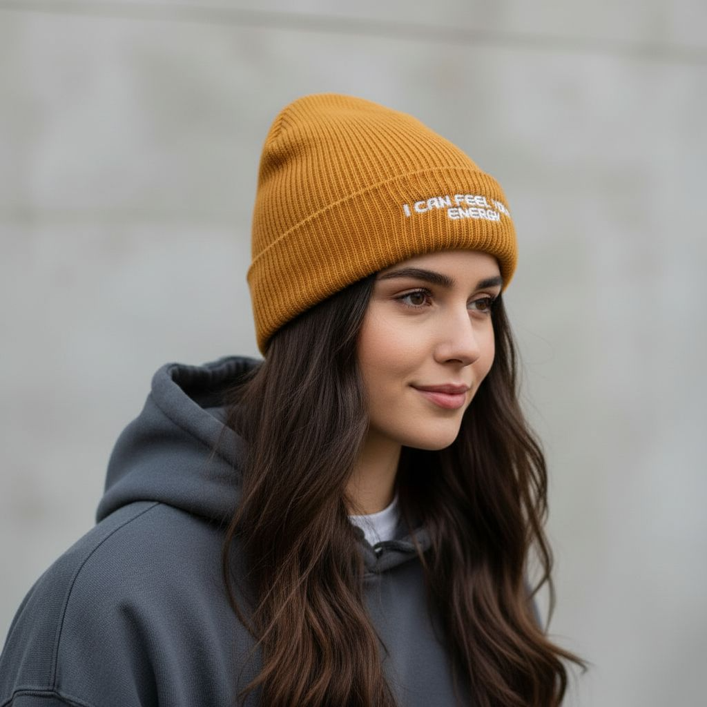 I Can Feel Your Energy Embroidered Beanie – Cozy Winter Hat, Casual Knit, Trendy Fashion Accessory, Gift for Him or Her