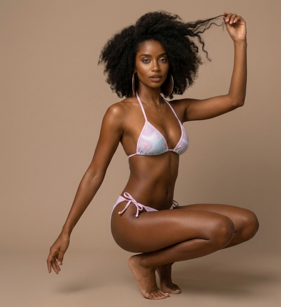 Pastel Swirl Triangle Bikini — Women's Tie-Side Swimsuit