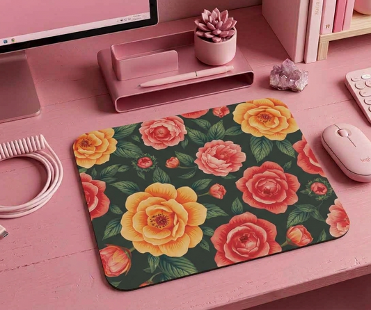 Floral Mouse Pad - Vibrant Rose Design, Office Decor, Gift for Her, Home Office Accessory, Computer Essentials