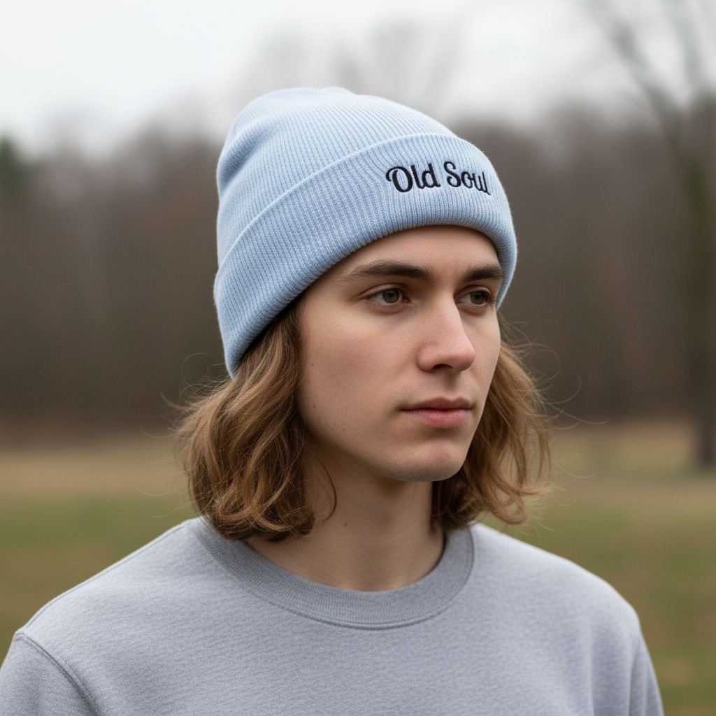 Old Soul Embroidered Ribbed Beanie – Cozy Winter Hat, Trendy Knit Accessory, Gift for Him or Her