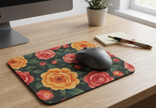 Floral Mouse Pad - Vibrant Rose Design, Office Decor, Gift for Her, Home Office Accessory, Computer Essentials
